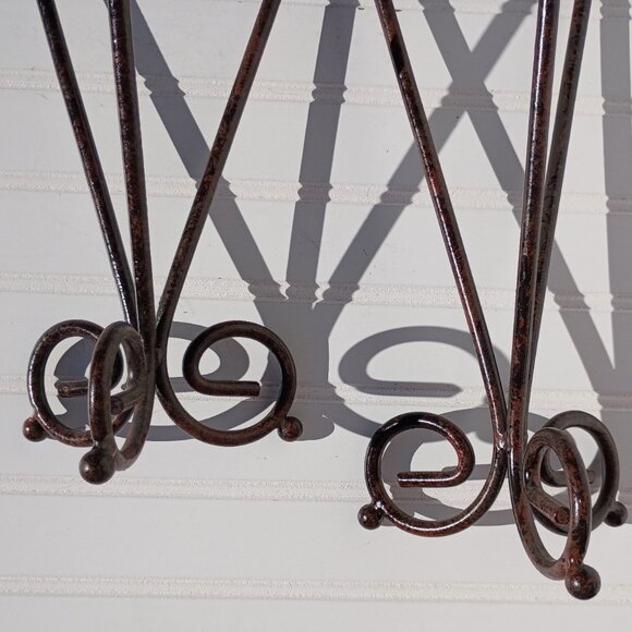 Pair of Wrought Iron Candle Holders Bronze Scroll French Country Candlesticks - Picture 13 of 16